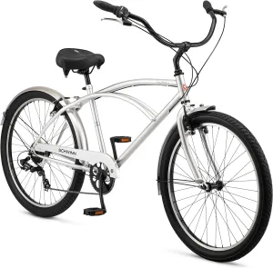 Schwinn Cruiser Bike, 26 Inch Bike for Women and Men, Beach Cruiser Bicycle, Linear Pull Brakes, Comfortable Padded Seat, Upright Riding Position, Adult Bicycle
