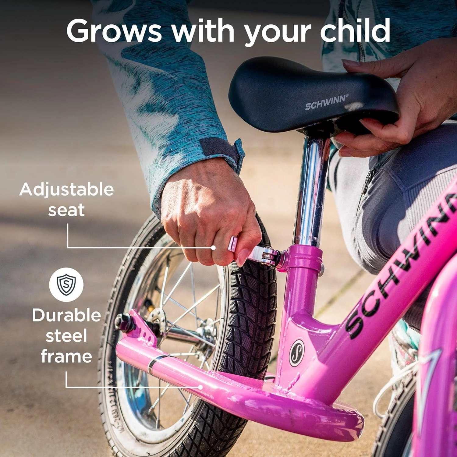Schwinn Balance Bike, 12 Inch Bike for Kids Ages 2-4, Durable Steel Frame, Padded Seat, Cushioned Grips, Adjustable Seat Grows with Your Child, No Training Wheels Needed, Training Bicycle for Kids