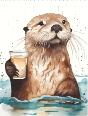 Sea Otter Building Block Puzzle Personalized Building Bricks For Adults Square Shaped Block Puzzle Building Family Keepsake Diy Brick Block Puzzles Valentine'S Day Gifts For Home Decor Brick Puzzle