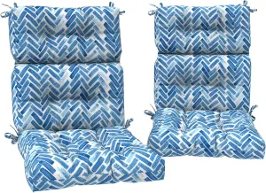 Set of 2 Outdoor High Back Chair Cushions 44"x 22",Water Repellent Rocking Seat Cushions Replacement, Seat/Back Chair Cushions for Patio,Porch,Balcony and Indoor - Blue Bricks