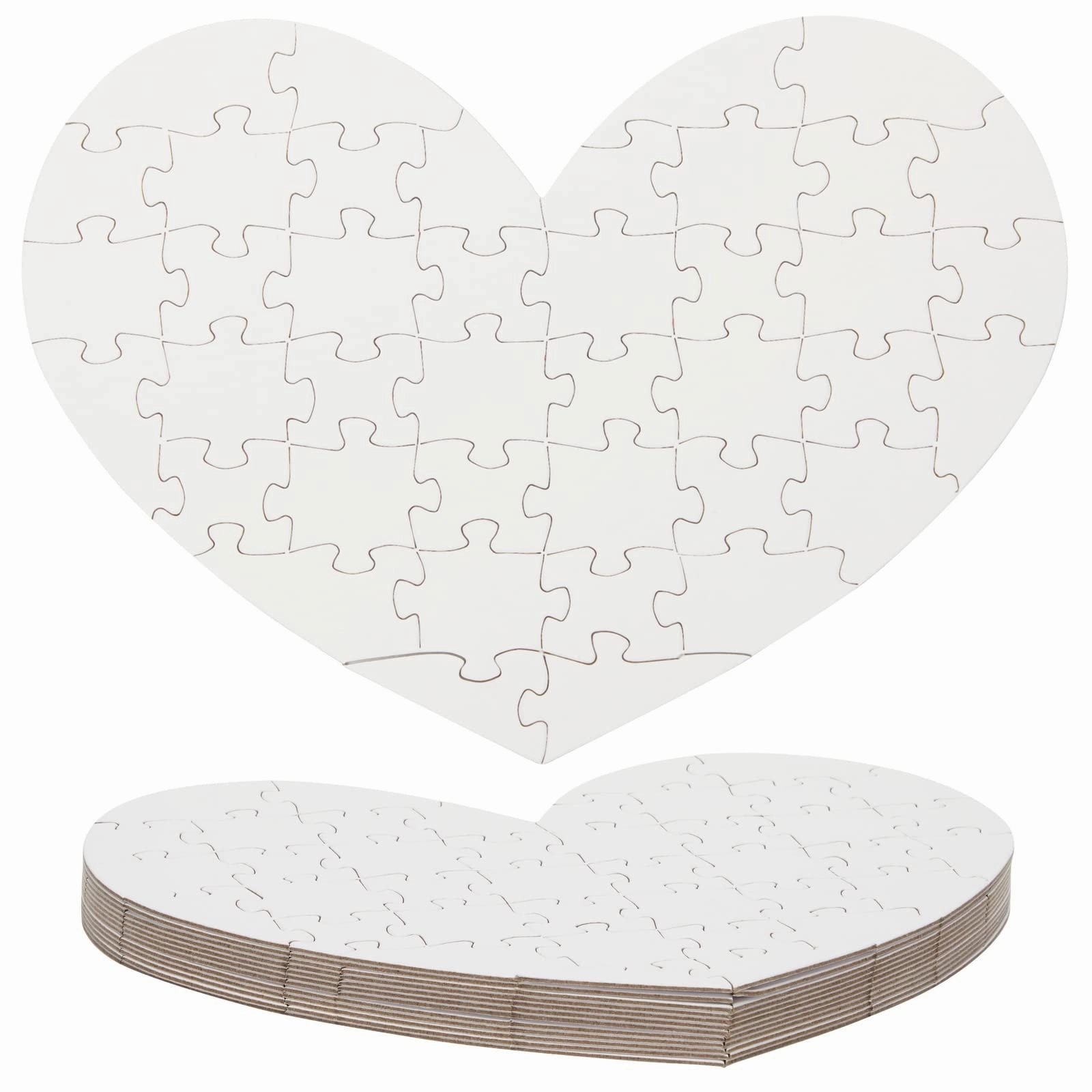 Set of 12 Heart Shaped Blank Jigsaw Puzzles to Draw On for Valentine’s, DIY Crafts (9 x 6 in, 40 Pieces Each)