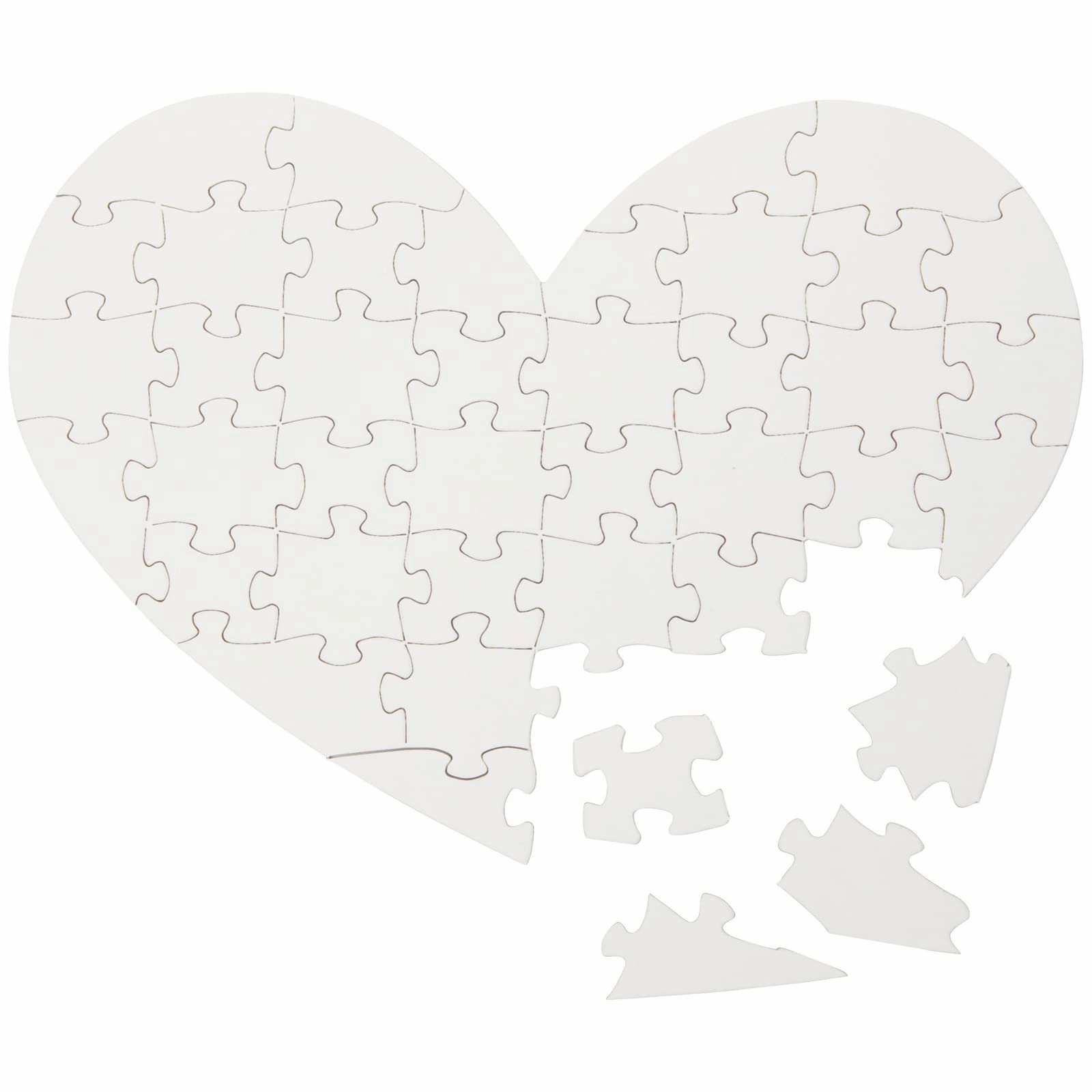 Set of 12 Heart Shaped Blank Jigsaw Puzzles to Draw On for Valentine’s, DIY Crafts (9 x 6 in, 40 Pieces Each)