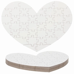 Set of 12 Heart Shaped Blank Jigsaw Puzzles to Draw On for Valentine’s, DIY Crafts (9 x 6 in, 40 Pieces Each)