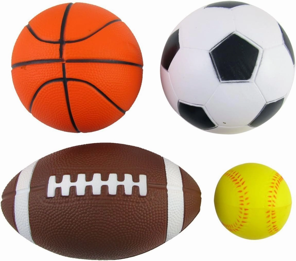 Set of 4 Sports Balls for Kids (Soccer Ball, Basketball, Football, Tennis Ball) By Bo Toys
