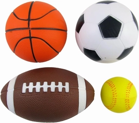 Set of 4 Sports Balls for Kids (Soccer Ball, Basketball, Football, Tennis Ball) By Bo Toys