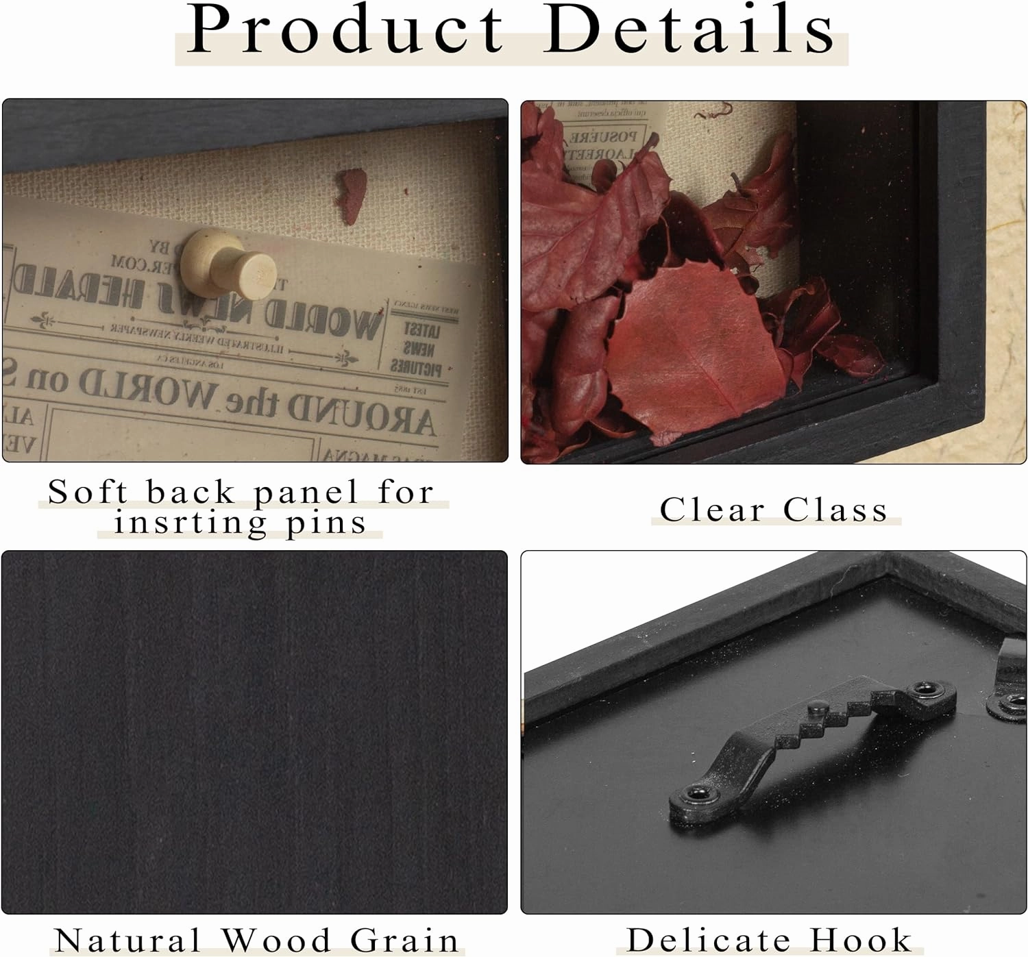 Shadow Box Frame 8x10 Shadow Box Display Case with Linen Back of Awards Memorabilia Flower, Pictures, Keepsakes、Bouquet、Medals and More Photos Memory Box Black
