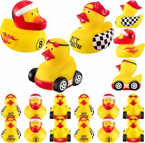Shappy 50 Pieces Race Car Driver Rubber Duckies 2 Inch Mini Rubber Ducks for Kids Birthday Party Decorations Gift Classroom, 3 Designs