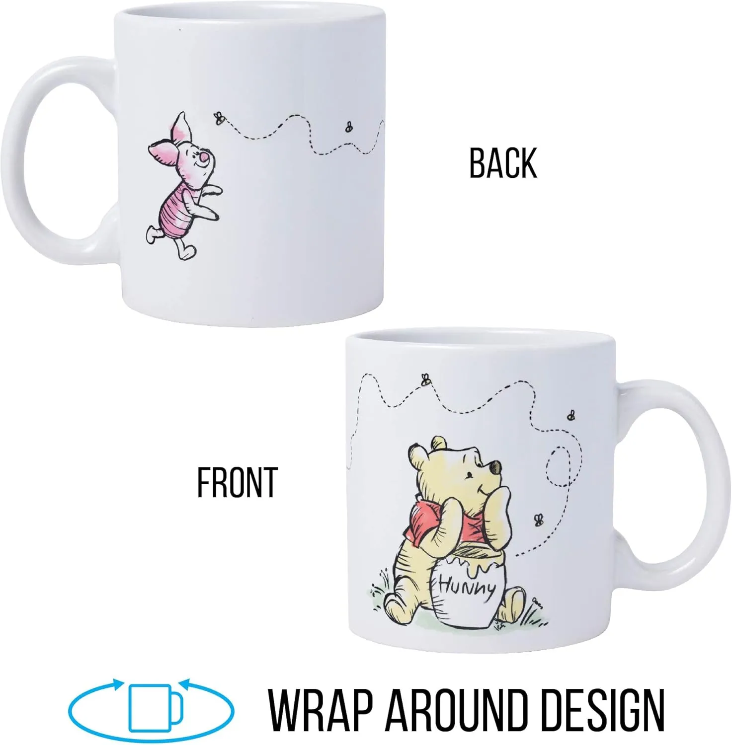 Silver Buffalo Disney Winnie the Pooh But First Hunny Piglet Ceramic Coffee Mug, 20 Ounces