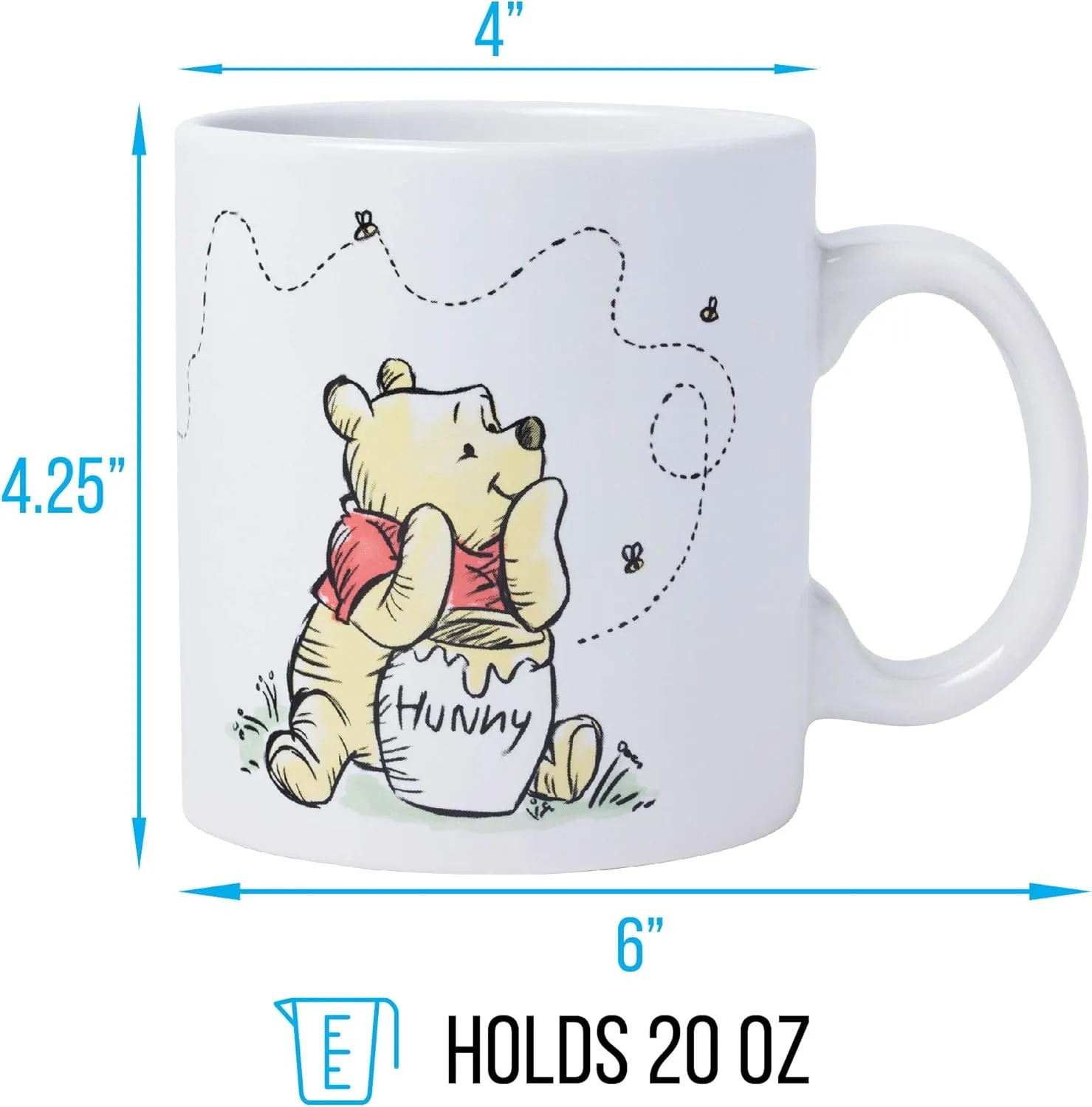Silver Buffalo Disney Winnie the Pooh But First Hunny Piglet Ceramic Coffee Mug, 20 Ounces