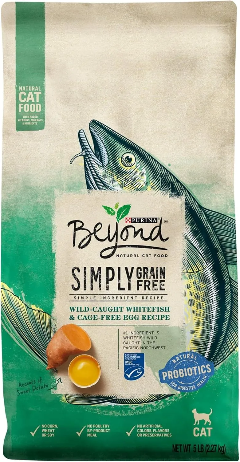 SimplyIndoor Dry Cat Food, Whitefish & Egg, 5 Lb Bag - High Protein Dry Cat Food with Real Wild-Caught Whitefish As The #1 Ingredient and Natural Probiotics for Digestive Health