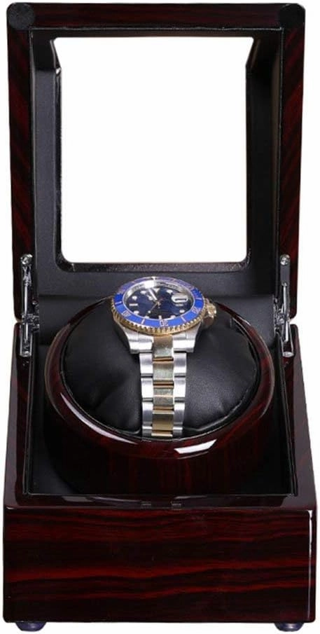 Single Sandalwood Piano Paint Mechanical Watch Automatic Watch Box Anti-Magnetic Mute Jewelry Gift Watch Winder Watch Box