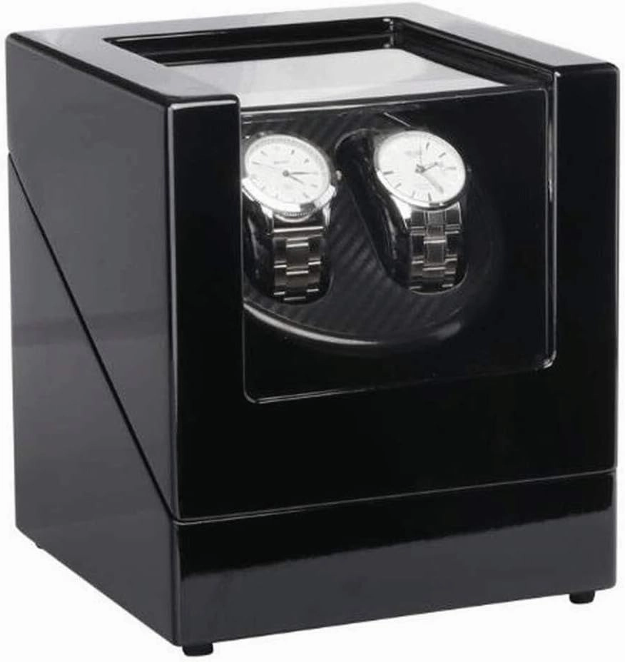Single Wooden Watch Winder with Quiet Motor, Battery & AC Powered, Spring Pillow for Women, Elegant Black Finish