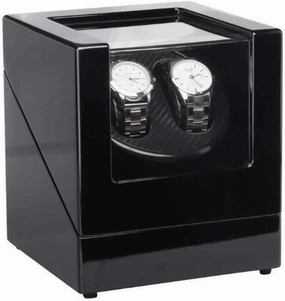 Single Wooden Watch Winder with Quiet Motor, Battery & AC Powered, Spring Pillow for Women, Elegant Black Finish