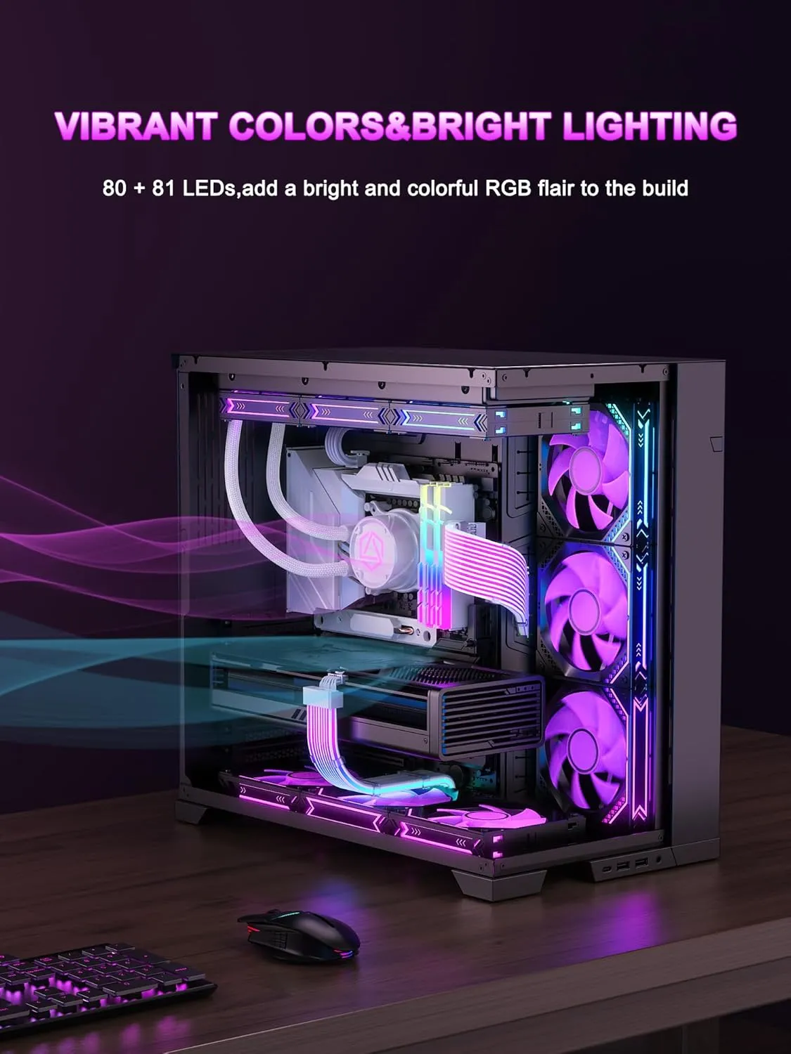 Sirlyr RGB 12VHPWR Cable Set,ARGB PSU Extension of Soft LED Strip Include 24Pin ATX,16 Pin to 2×8 Pin GPU Power Supply Cables for RTX 5090 5080 4080 PC Custom