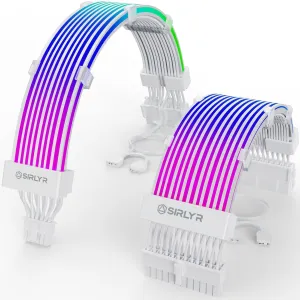 Sirlyr RGB 12VHPWR Cable Set,ARGB PSU Extension of Soft LED Strip Include 24Pin ATX,16 Pin to 2×8 Pin GPU Power Supply Cables for RTX 5090 5080 4080 PC Custom