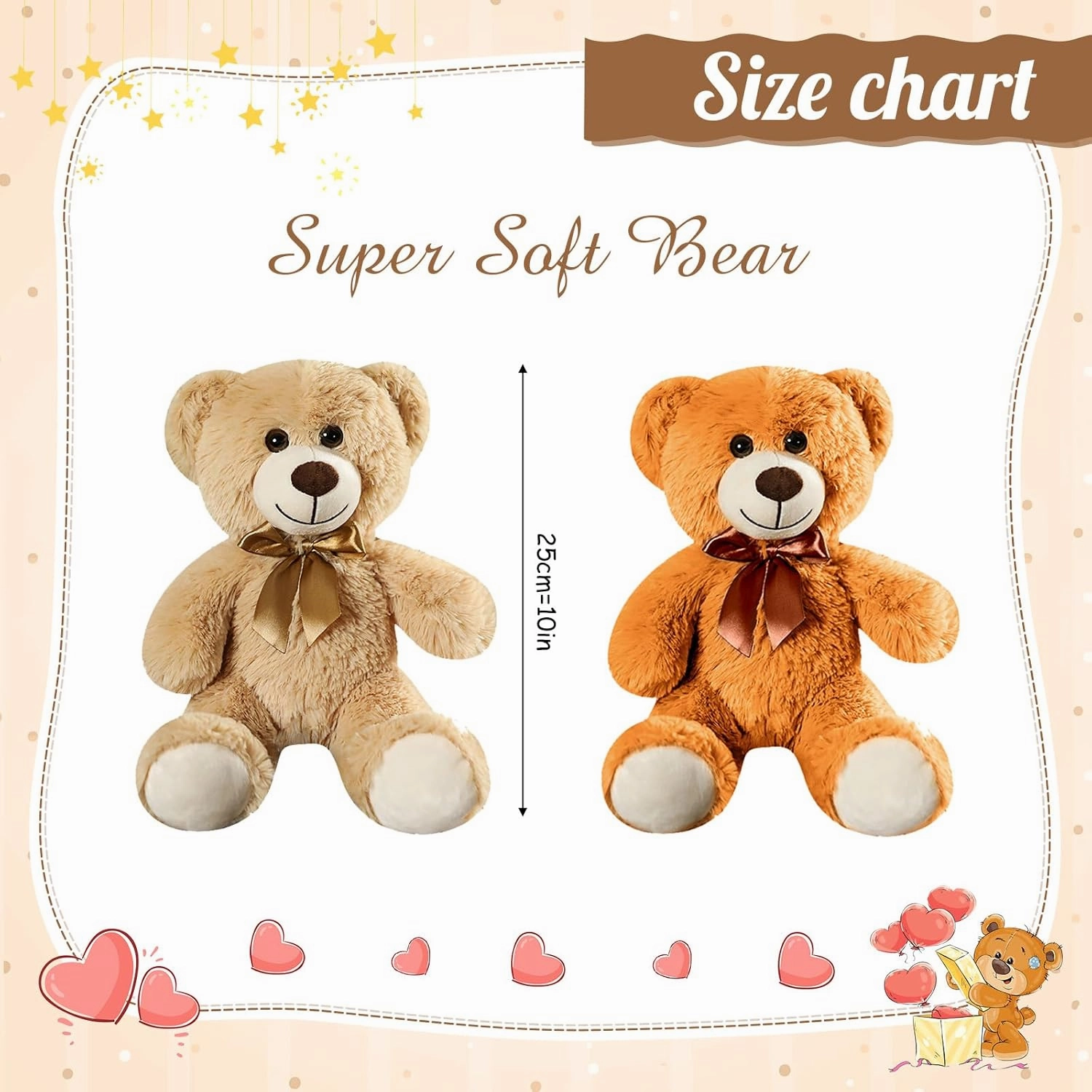 Skylety 10 Pcs Bears Bulk 10-14 Inches Stuffed Animal Plush Toys Birthday Party Favors(Elegant Color)