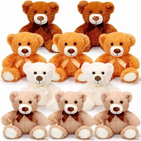 Skylety 10 Pcs Bears Bulk 10-14 Inches Stuffed Animal Plush Toys Birthday Party Favors(Elegant Color)