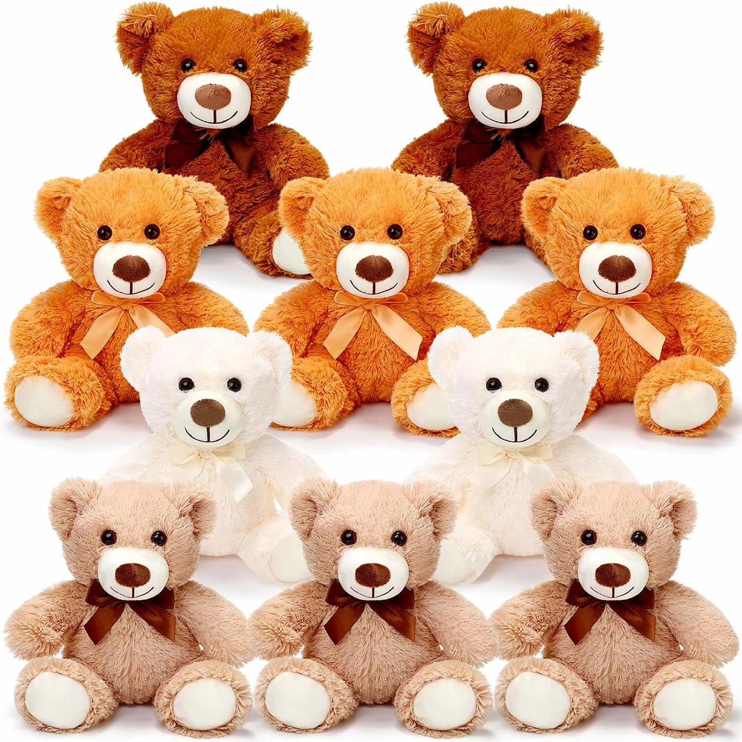 Skylety 10 Pcs Bears Bulk 10-14 Inches Stuffed Animal Plush Toys Birthday Party Favors(Elegant Color)