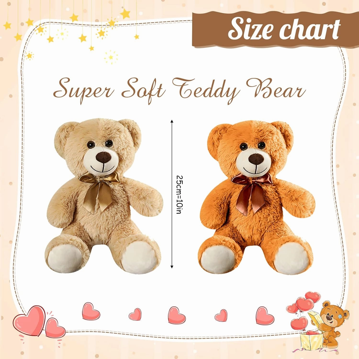 Skylety 10 Pcs Bears Bulk 10-14 Inches Stuffed Animal Plush Toys Birthday Party Favors(Elegant Color)