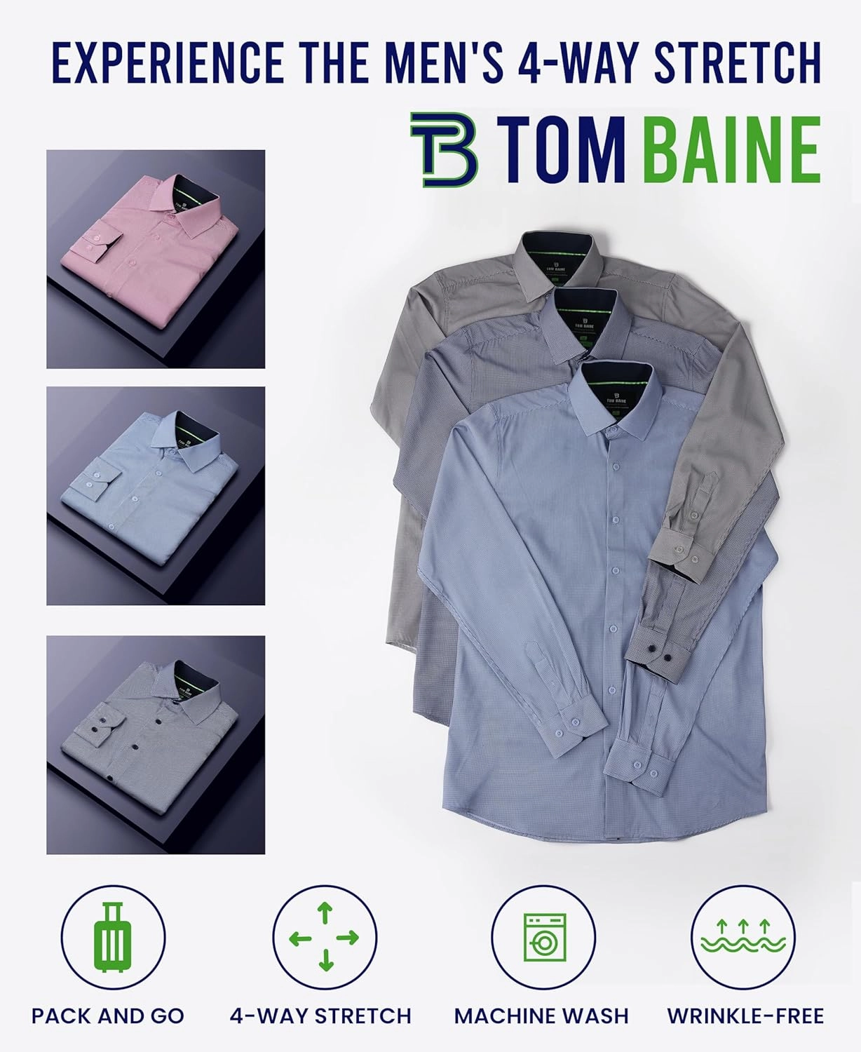 Slim Fit Performance Long Sleeve Mini Plaid Casual Button Down Shirt