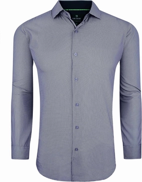 Slim Fit Performance Long Sleeve Mini Plaid Casual Button Down Shirt
