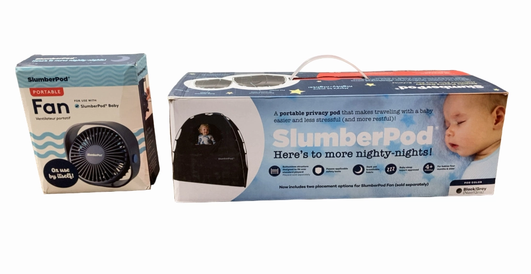 SlumberPod 3.0 Sleep Canopy with Fan, Black with Gray Accents