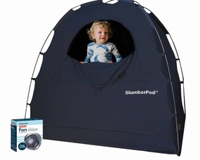 SlumberPod 3.0 Sleep Canopy with Fan, Black with Gray Accents