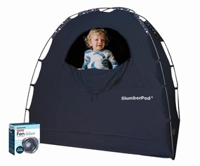 SlumberPod 3.0 Sleep Canopy with Fan, Navy with Night Sky Accents