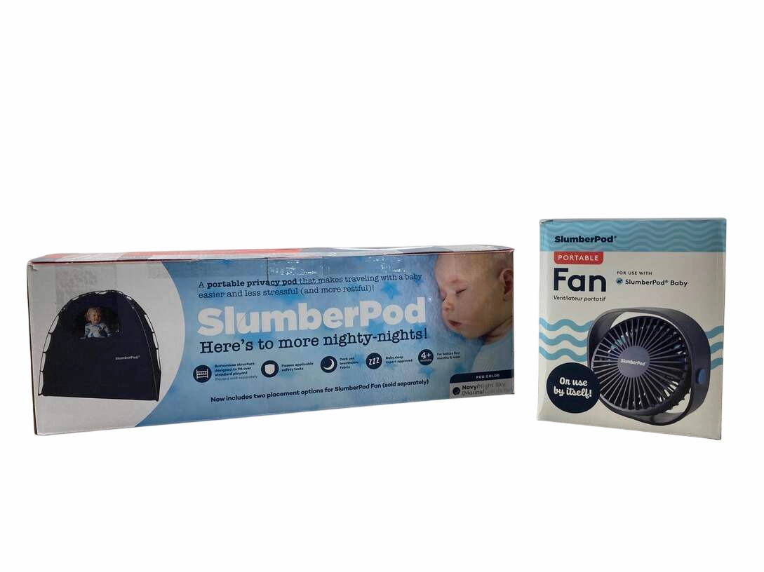 SlumberPod 3.0 Sleep Canopy with Fan, Navy with Night Sky Accents