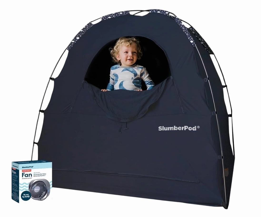 SlumberPod 3.0 Sleep Canopy with Fan, Navy with Night Sky Accents