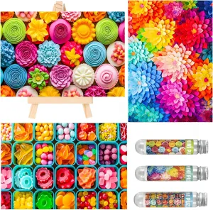 Small Jigsaw Puzzles for Adults 150 Pieces Colorful Candy Cupcake Flower Mini Jigsaw Puzzles Challenging Mini Puzzles Tiny Jigsaw Puzzles 6 x 4 Inches, 3 Pcs,Mini Easel Included