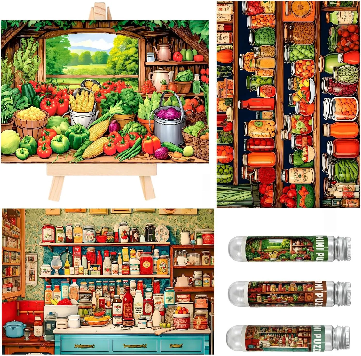 Small Jigsaw Puzzles for Adults 150 Pieces Vintage Illustration Mini Jigsaw Puzzles Oil Painting Challenging Mini Puzzles Tiny Jigsaw Puzzles 6 x 4 Inches, 3 Pcs,Mini Easel Included