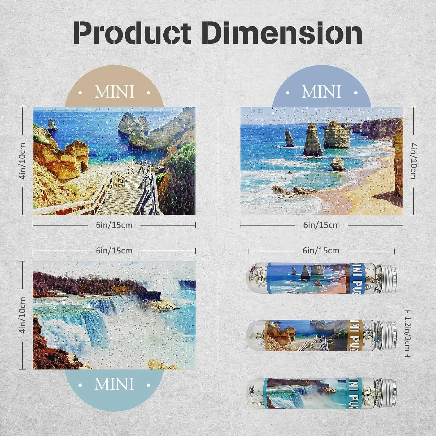 Small Jigsaw Puzzles for Adults Mini Puzzles 150 Pieces Micro Piece Small Puzzles Challenging Difficult Travel Puzzle Games Toys Gifts Beach Waterfall Puzzle 3 Packs 6 x 4 inch