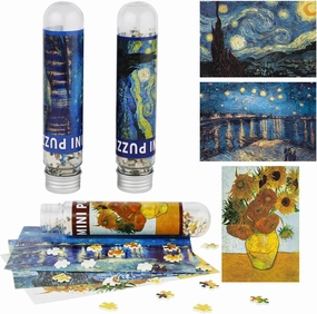 Small Jigsaw Puzzles for Adults Mini Puzzle 150 Pieces Small Puzzles Micro Piece Puzzles Challenging Difficult Travel Starry Night Rhone River Sunflower Puzzle 6 x 4 inches, 3 Pack