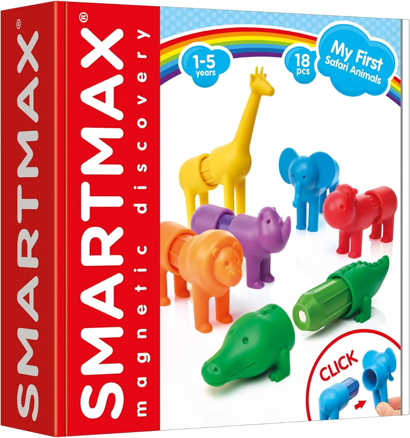 SmartMax My First Safari Animals STEM Magnetic Discovery Building Set with Soft Animals for Ages 1-5
