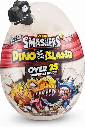 Smashers Dino Island Mega Egg T-Rex Toy by ZURU, Dinosaur Toys for Kids 5 , Includes 25 Surprises - Great Filled with Slime, Sand and More, Ages 5 