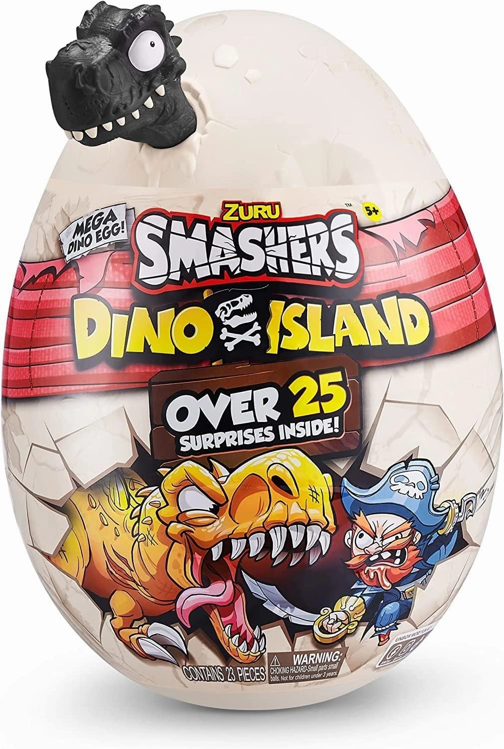 Smashers Dino Island Mega Egg T-Rex Toy by ZURU, Dinosaur Toys for Kids 5 , Includes 25 Surprises - Great Filled with Slime, Sand and More, Ages 5 
