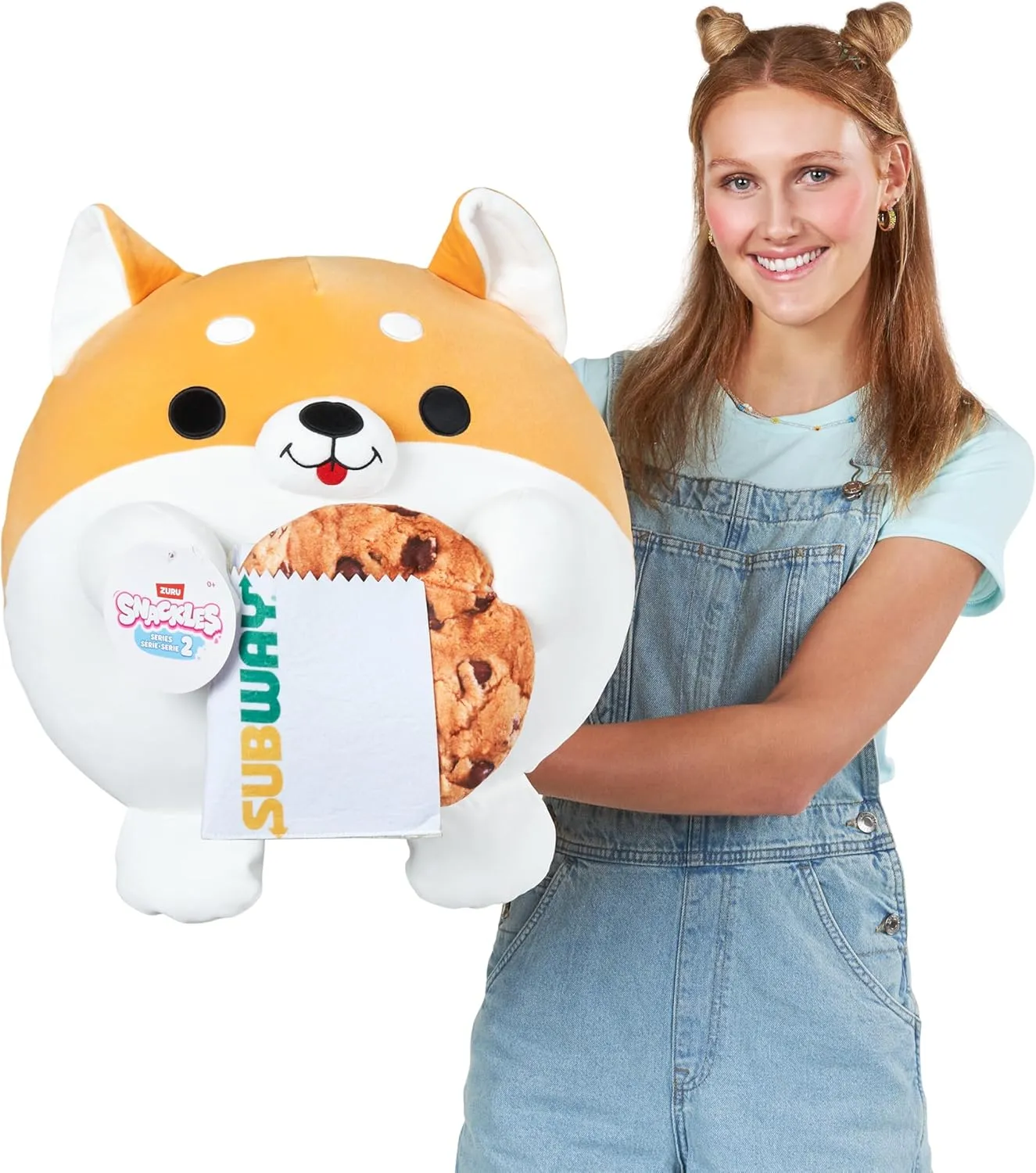 Snackles Series 2 16-inch by ZURU Cuddly Squishy Comfort 16-inch Plush with Licensed Snack Brand Accessory (Corgi&Subway Cookie)