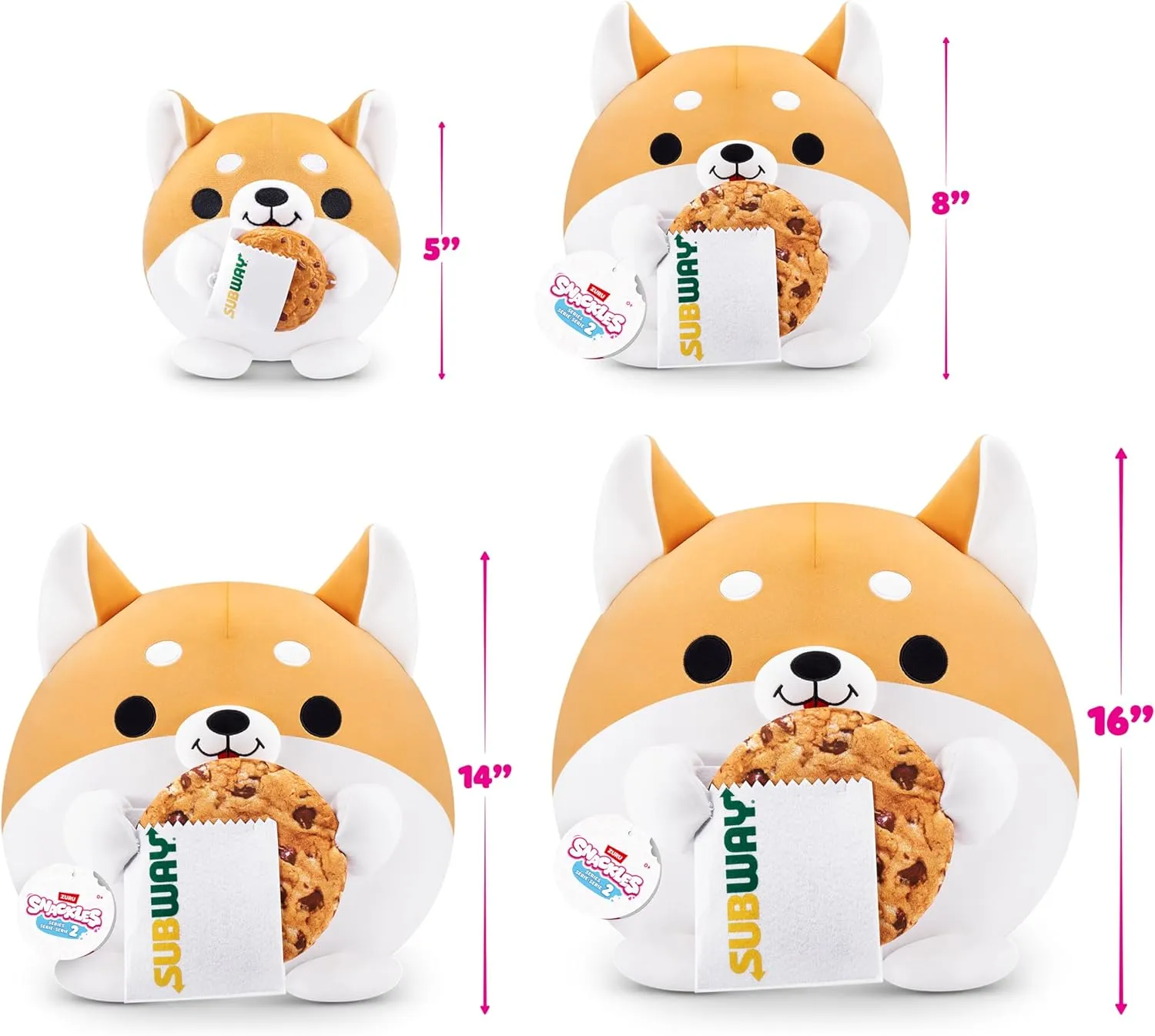 Snackles Series 2 16-inch by ZURU Cuddly Squishy Comfort 16-inch Plush with Licensed Snack Brand Accessory (Corgi&Subway Cookie)