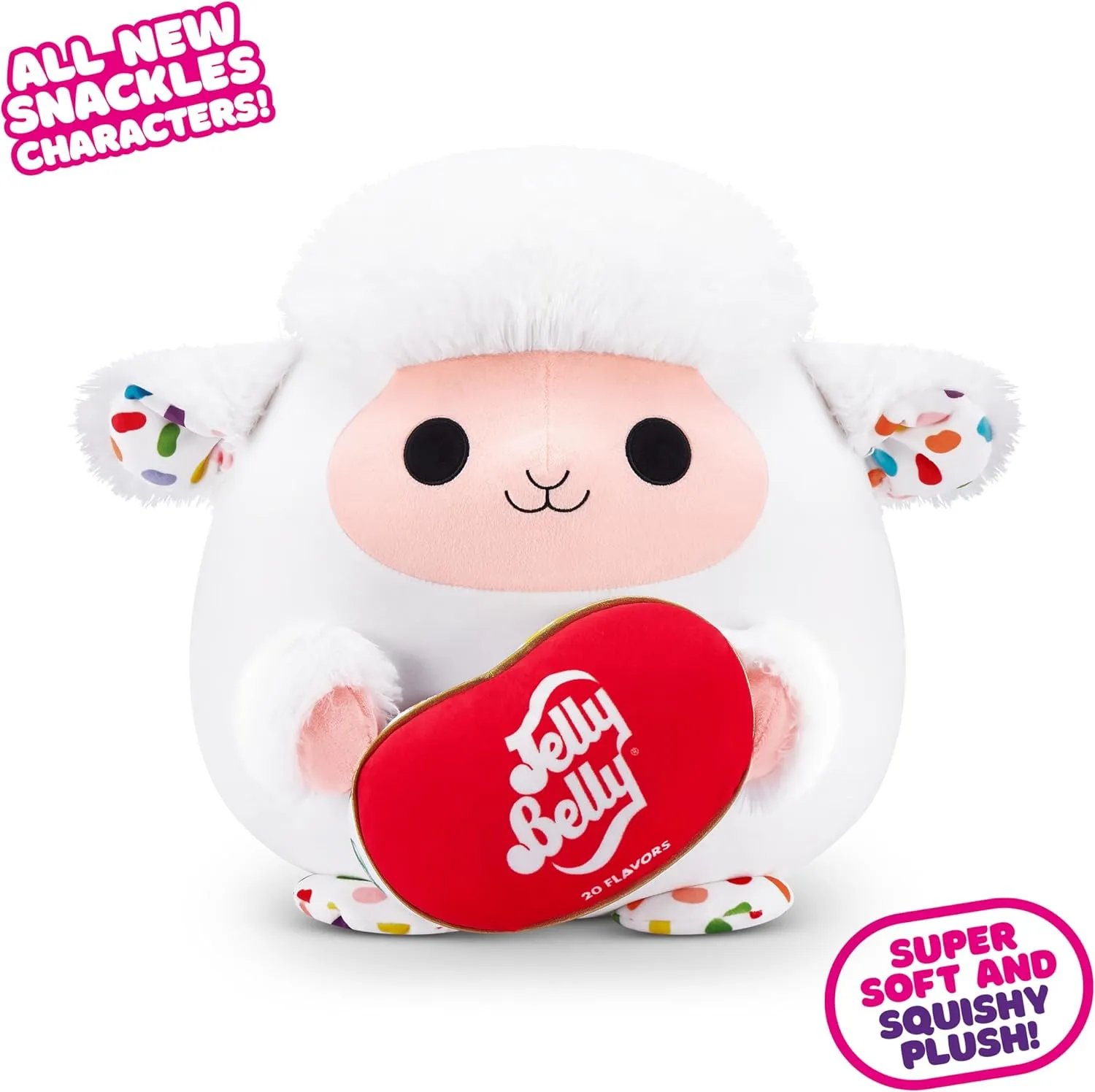 Snackles Series 2 Lamb & Jelly Belly 16 Inch Plush by ZURU, Ultra Soft Plush, Collectible Plush with Real Licensed Brands, Stuffed Animal, Giftable