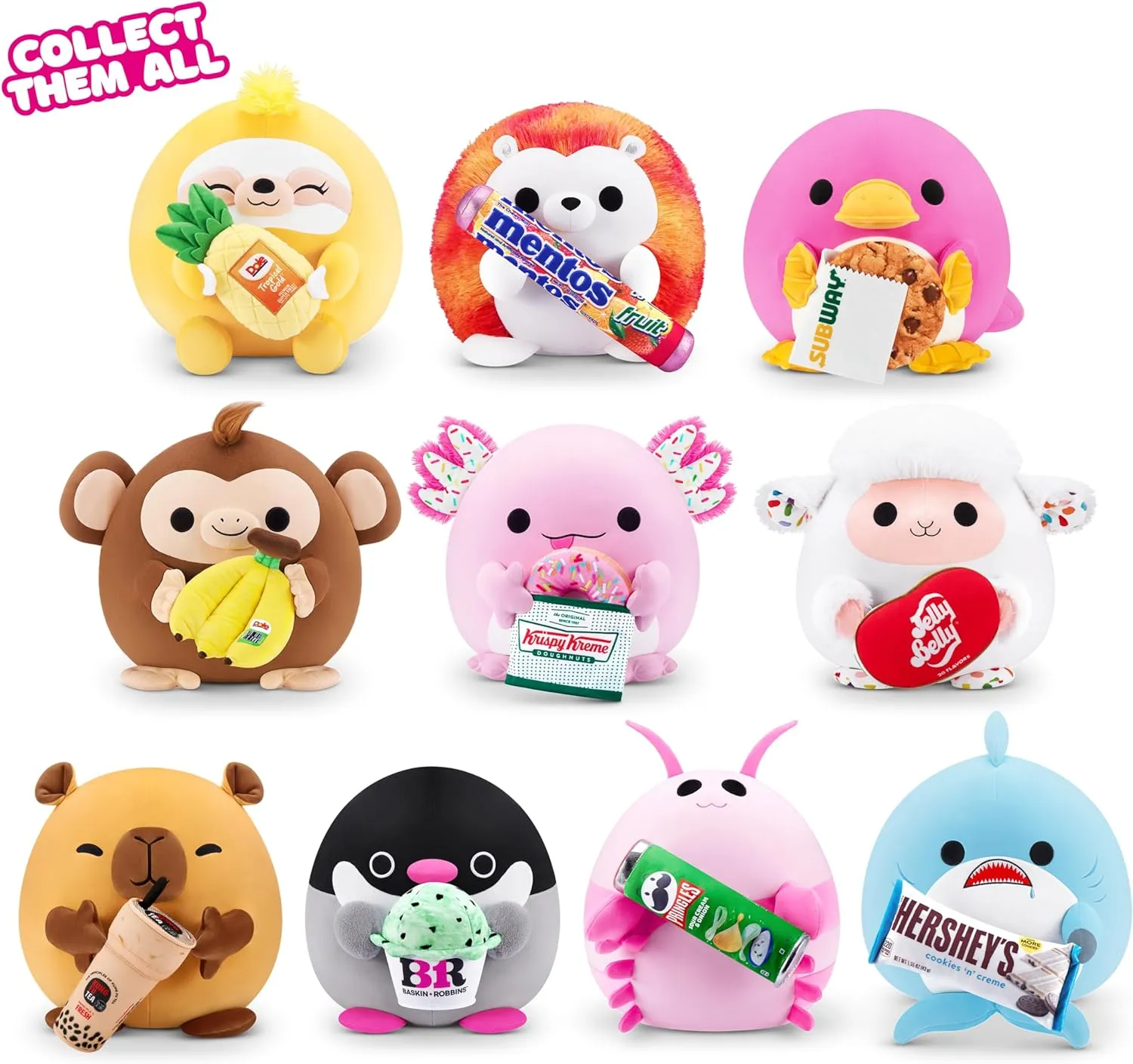 Snackles Series 2 Monkey & Dole 16 Inch Plush by ZURU, Ultra Soft Plush, Collectible Plush with Real Licensed Brands, Stuffed Animal, Giftable