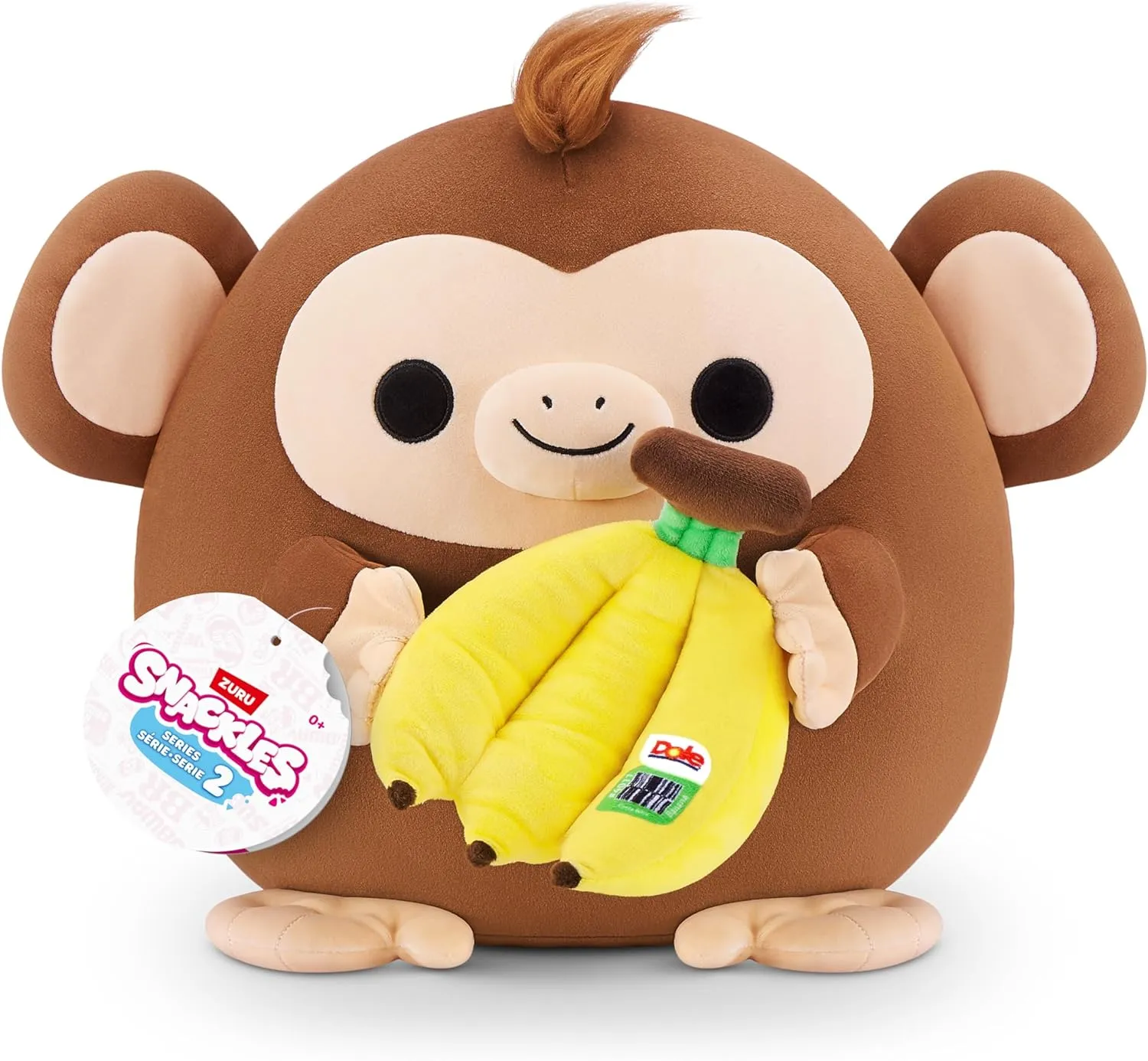 Snackles Series 2 Monkey & Dole 16 Inch Plush by ZURU, Ultra Soft Plush, Collectible Plush with Real Licensed Brands, Stuffed Animal, Giftable