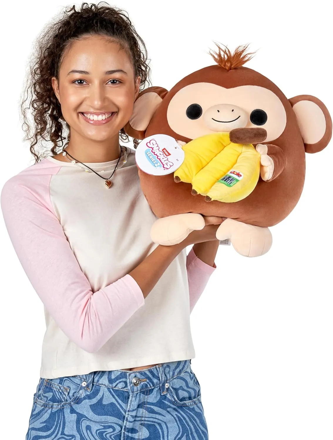 Snackles Series 2 Monkey & Dole 16 Inch Plush by ZURU, Ultra Soft Plush, Collectible Plush with Real Licensed Brands, Stuffed Animal, Giftable