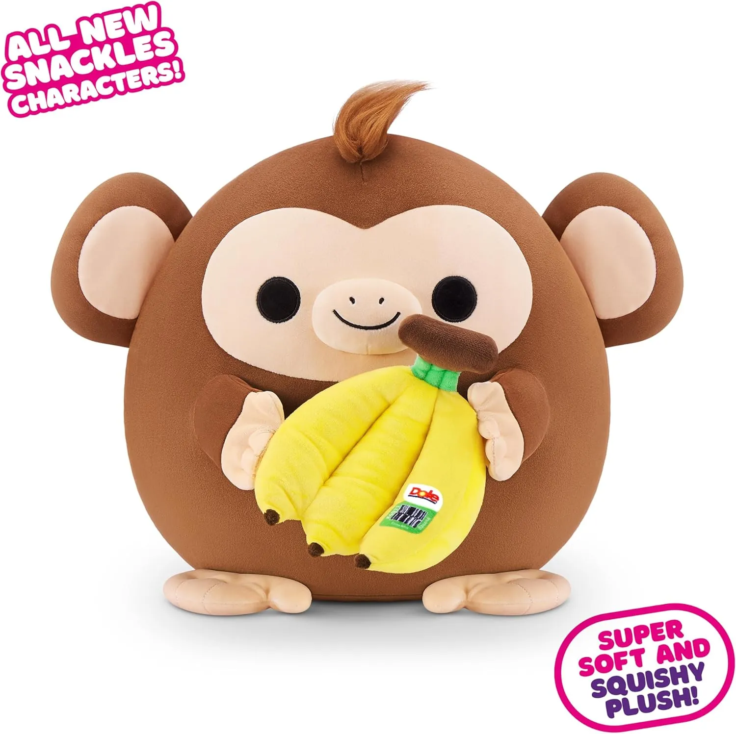 Snackles Series 2 Monkey & Dole 16 Inch Plush by ZURU, Ultra Soft Plush, Collectible Plush with Real Licensed Brands, Stuffed Animal, Giftable