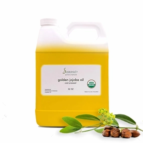 Soapeauty Golden Jojoba Oil USDA Certified Organic | 100% Pure & Natural | Unrefined, Cold Pressed, Hexane Free | Moisturizer for Skin, Face, Body, Hair & Nails - 32 Fl Oz