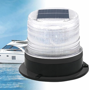 Solar Strobe Warning Light, Safety Flashing Light with Strong Magnetic Base, Waterproof Marine Warning Light for Traffic, Factory, Boat Navigation,White