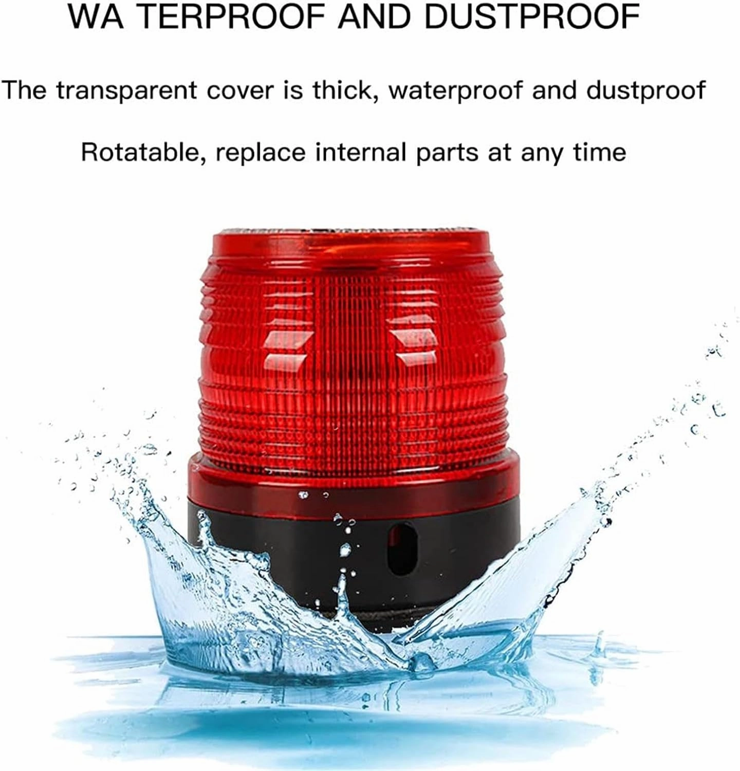 Solar Strobe Warning Light, Safety Flashing Light with Strong Magnetic Base, Waterproof Marine Warning Light for Traffic, Factory, Boat Navigation,White
