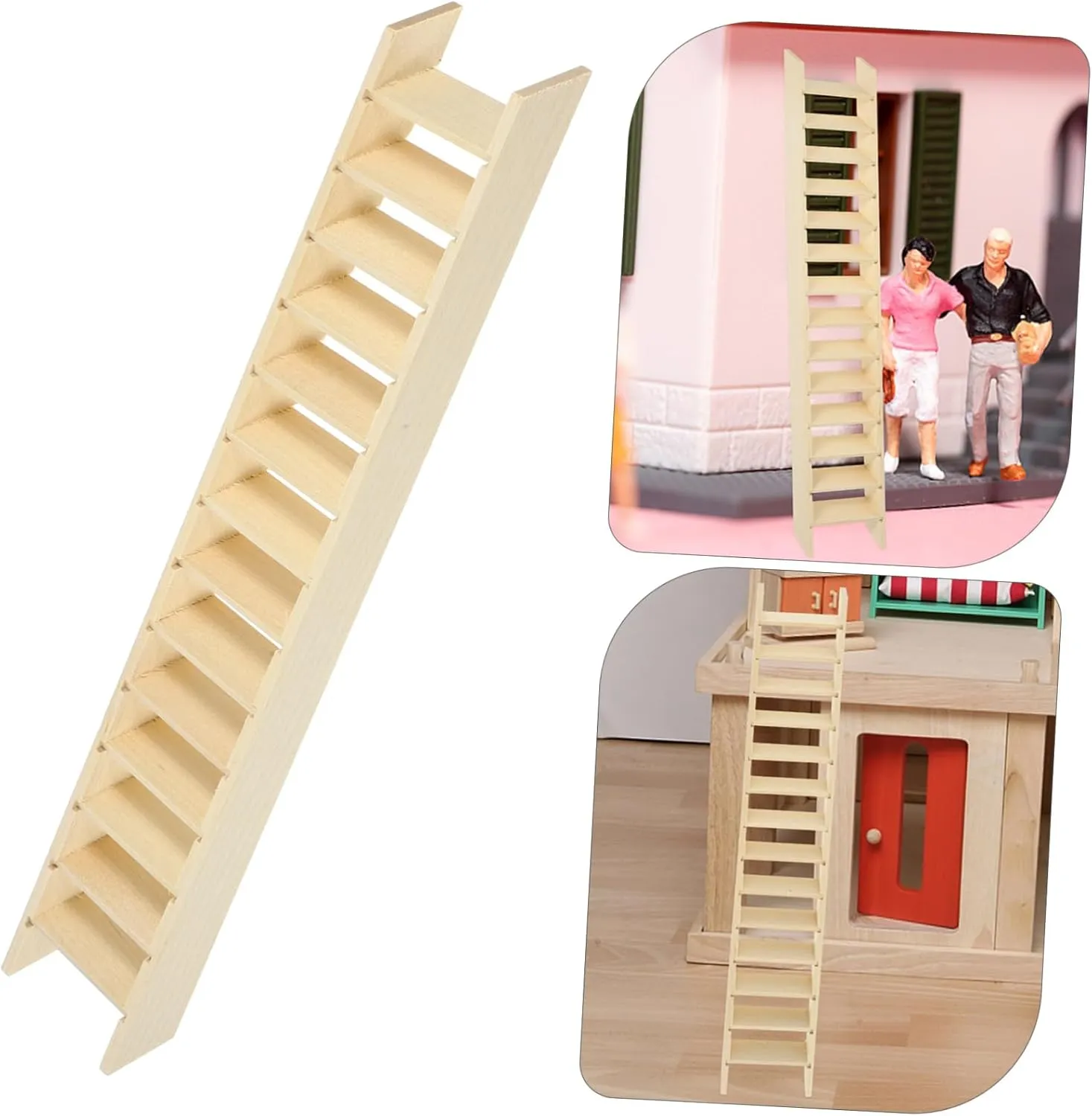 Sosoport 2pcs Miniature Wooden Ladder for Dollhouse Decoration Compact Garden Ornament for Role Play and Creative Scenes Natural Finish Mini House Aesthetics