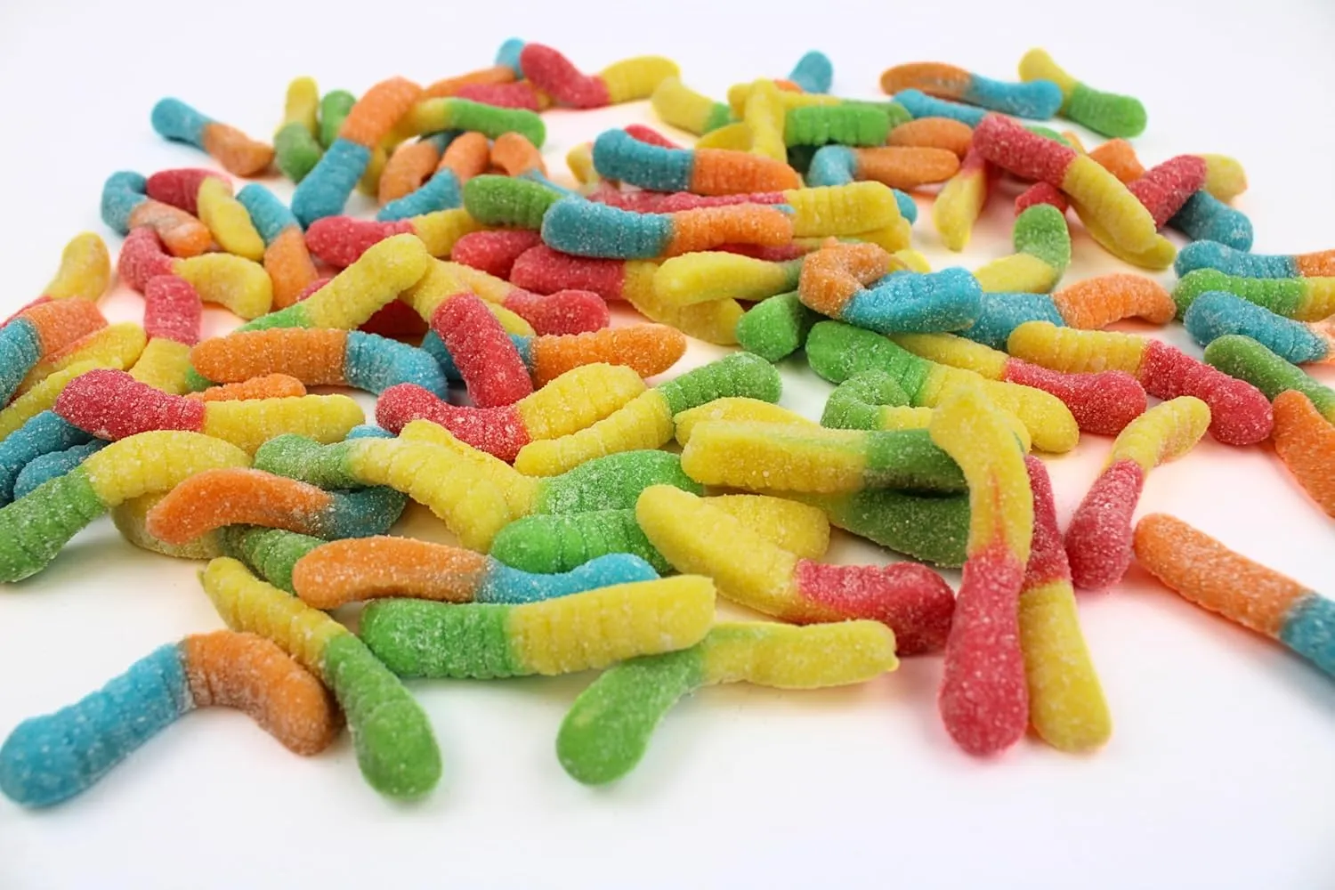 Sour Gummy Worms, Assorted Mini Sour Neon Gummy Candy, Bulk Gummi Worms by Queen City Candy Cave (2 Pound)