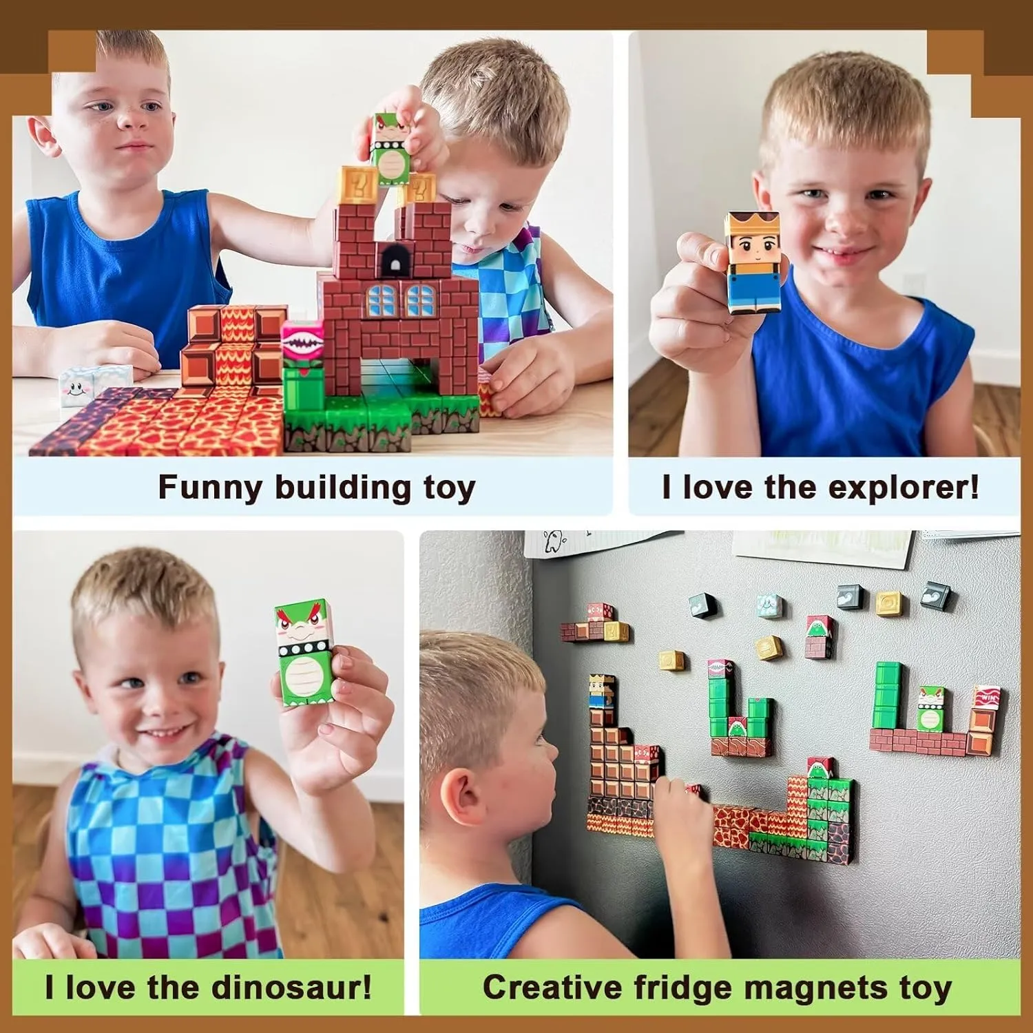 Soyee Magnetic Blocks - Build Mine Magnet World Kids Games Magnet Building Toys Kingdom & Lava World Adventure 1'' Magnetic Cubes STEM Toys Christmas Birthday Gifts for 3  Years Old Boys Girls